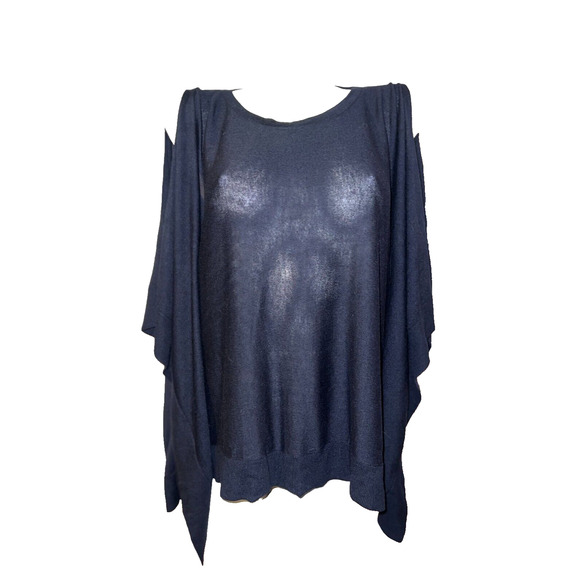 MICHAEL KORS Top Women's Size L Black Viscose Silk Cashmere Cold Shoulder Tunic - Picture 1 of 6